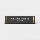 Real Estate Golden House Logo Modern Realtor デスクネームプレート (正面)