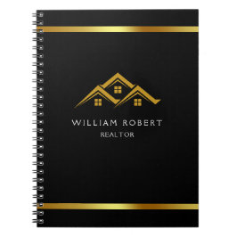 Real Estate Golden House Logo Modern Realtor ノートブック