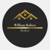 Real Estate Golden House Logo Modern Realtor ラウンドシール (正面)