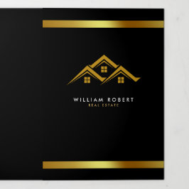 Real Estate Golden House Logo Modern Realtor 三つ折りカード