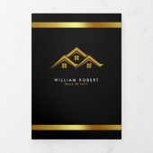 Real Estate Golden House Logo Modern Realtor 三つ折りカード (カバー)