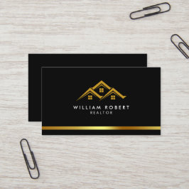 Real Estate Golden House Logo Modern Realtor 名刺