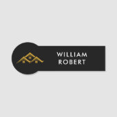 Real Estate Golden House Logo Modern Realtor 名札 (正面)