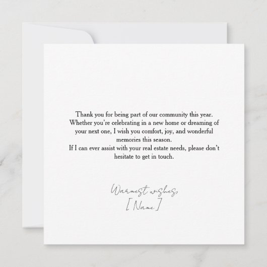 Real estate Happy holidays Christmas greeting カード (裏面)