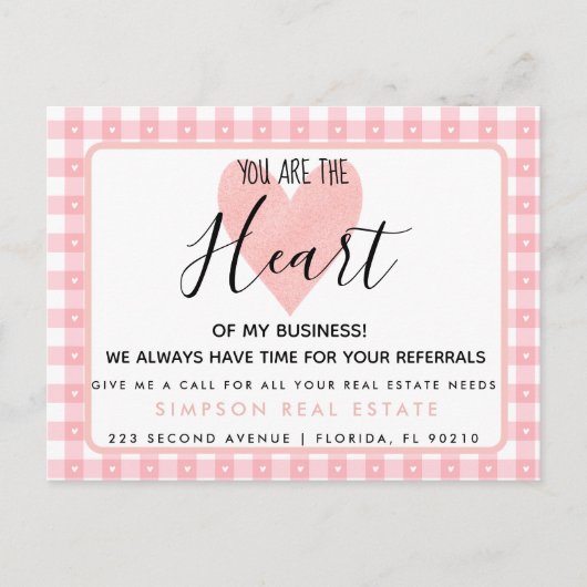 real estate heart of my business referral card 案内ポストカード (正面)