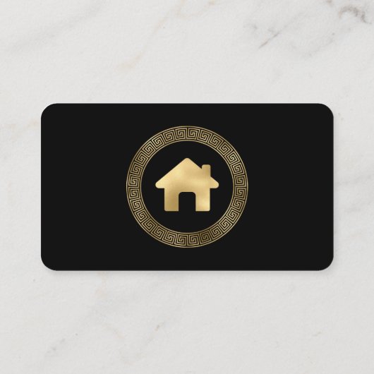 Real Estate House Logo Black Gold Rounded 名刺 (裏面)