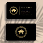 Real Estate House Logo Black Gold Rounded 名刺