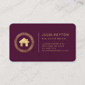 Real Estate House Logo Burgundy Gold Rounded 名刺 (正面)