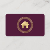 Real Estate House Logo Burgundy Gold Rounded 名刺 (裏面)