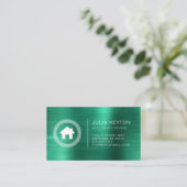 Real Estate House Logo Greek Key Frame Green 名刺 (スタンド正面)