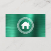 Real Estate House Logo Greek Key Frame Green 名刺 (裏面)