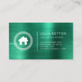 Real Estate House Logo Greek Key Frame Green 名刺 (正面)