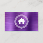 Real Estate House Logo Greek Key Frame Purple 名刺 (裏面)