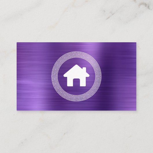 Real Estate House Logo Greek Key Frame Purple 名刺 (裏面)