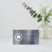 Real Estate House Logo Greek Key Frame Silver 名刺 (スタンド正面)