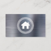 Real Estate House Logo Greek Key Frame Silver 名刺 (裏面)