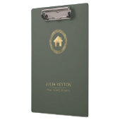 Real Estate House Logo Greek Key Sage Green Gold  クリップボード (左)