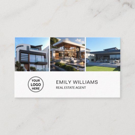 Real Estate Logo Photo QR Social Media 名刺 (正面)