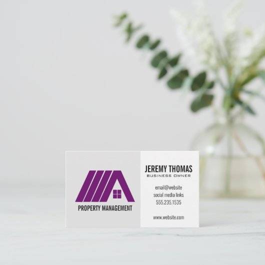 Real Estate Logo Purple 名刺 (スタンド正面)