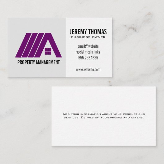 Real Estate Logo Purple 名刺 (正面/裏面)