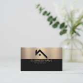 Real Estate Modern House Logo Black & Gold 名刺 (スタンド正面)