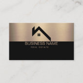 Real Estate Modern House Logo Black & Gold 名刺 (正面)