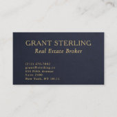 Real Estate Navy Blue Gold Slate Stone QR Code  名刺 (正面)