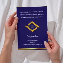 Real Estate Navy Blue House Logo Modern Realtor チラシ