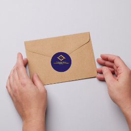 Real Estate Navy Blue House Logo Modern Realtor ラウンドシール