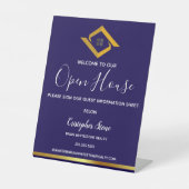 Real Estate Navy Blue House Logo Modern Realtor 台座サイン (正面)