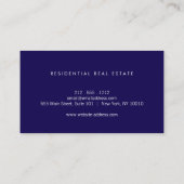 Real Estate Navy Blue House Logo Modern Realtor 名刺 (裏面)