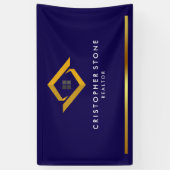 Real Estate Navy Blue House Logo Modern Realtor 横断幕 (縦)