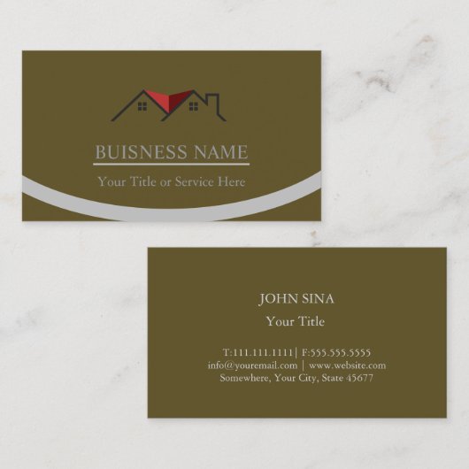 Real Estate Personalized Yellow brown 名刺 (正面/裏面)