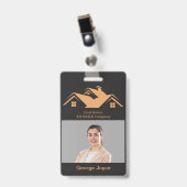 Real Estate Promotional Black & Gold Name Tag バッジ (Front with Clip)