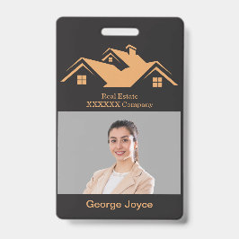 Real Estate Promotional Black & Gold Name Tag  バッジ