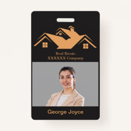 Real Estate Promotional Black & Gold Name Tag  バッジ
