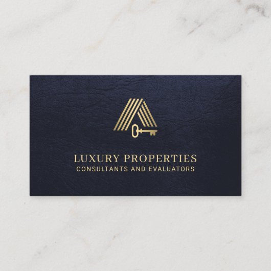 Real estate QR code gold house logo navy 名刺 (正面)