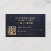 Real estate QR code house logo navy gold  名刺 (裏面)