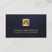 Real estate QR code house logo navy gold  名刺 (正面)