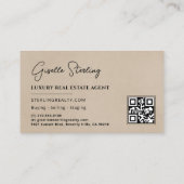 Real Estate QR Code Photo Beige Suede 名刺 (裏面)