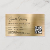 Real Estate QR Code Photo Faux Gold Metallic  名刺 (裏面)