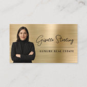 Real Estate QR Code Photo Faux Gold Metallic  名刺 (正面)