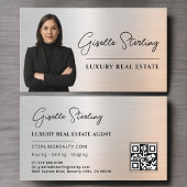 Real Estate QR Code Photo Platinum Metallic  名刺