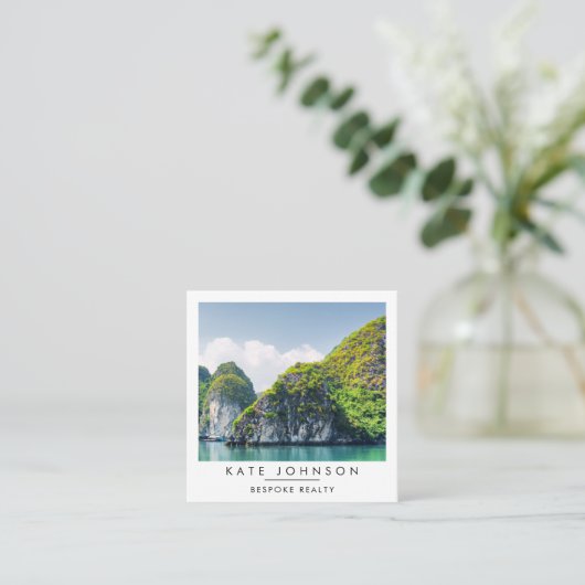 Real Estate Realtor Agent Photo QR Code スクエア名刺 (スタンド正面)