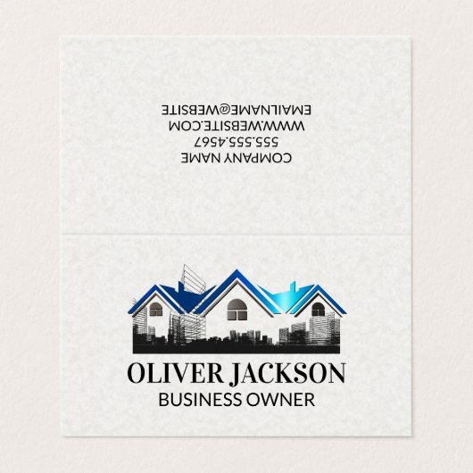 Real Estate Roof logo | Building Schematics 名刺 (外部フラット)