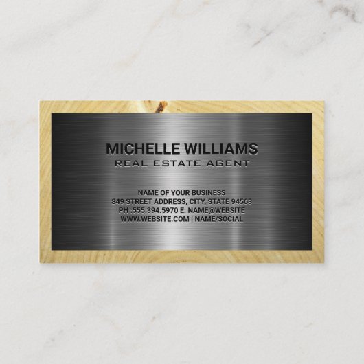Real Estate Solutions Logo | Metallic and Wood 名刺 (裏面)