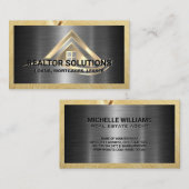 Real Estate Solutions Logo | Metallic and Wood 名刺 (正面/裏面)
