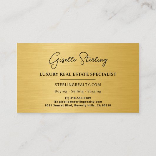 Real Estate Specialist Black Gold Metallic 名刺 (裏面)