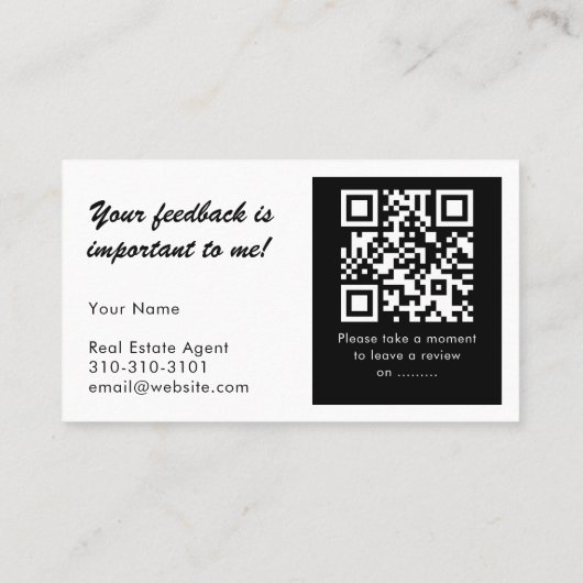 Real Estate Thank You and QR Code Review White 名刺 (裏面)