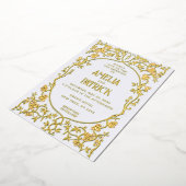 Real Foil Art Nouveau Floral Wedding  箔招待状 (回転した状態)